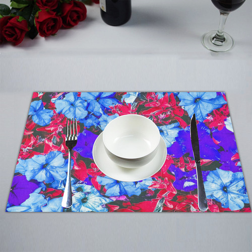 closeup flower texture abstract in blue purple red Placemat 14’’ x 19’’ (Set of 2)