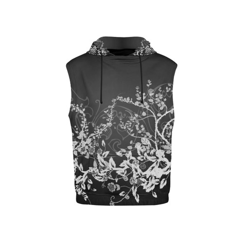 Flowers in black and white All Over Print Sleeveless Hoodie for Kid (Model H15)