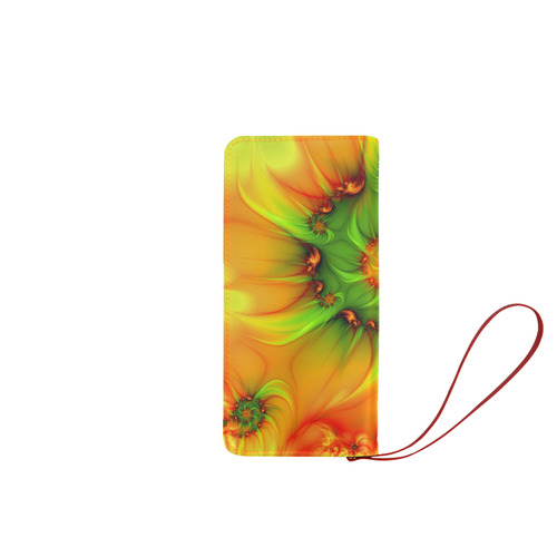 Hot Summer Green Orange Abstract Colorful Fractal Women's Clutch Wallet (Model 1637)