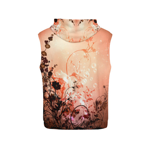 Beautiful flowers on purple background All Over Print Sleeveless Hoodie for Women (Model H15)