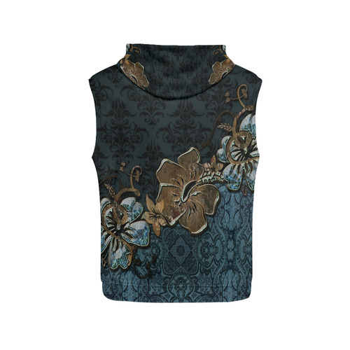 Beautidul vintage design in blue colors All Over Print Sleeveless Hoodie for Men (Model H15)