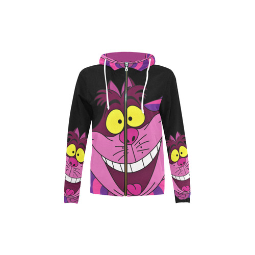 cheshire_cat_rockabilly All Over Print Full Zip Hoodie for Kid (Model H14)