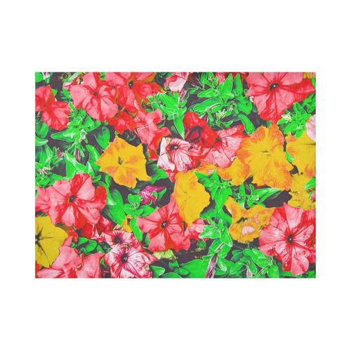 closeup flower abstract background in pink red yellow with green leaves Placemat 14’’ x 19’’ (Set of 4)