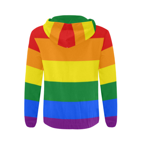 Gay Pride Rainbow Flag Stripes All Over Print Full Zip Hoodie for Men (Model H14)