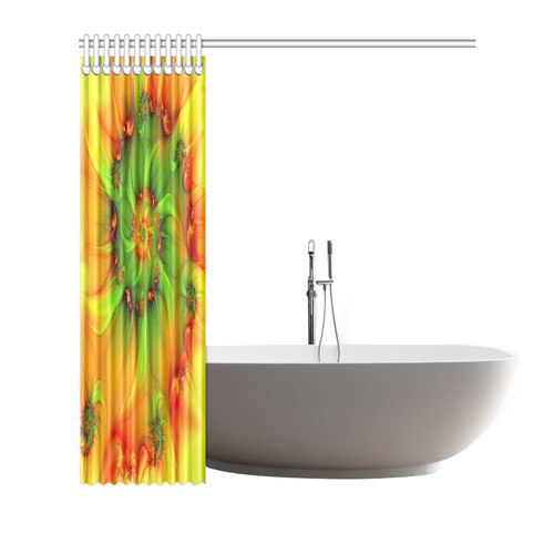 Hot Summer Green Orange Abstract Colorful Fractal Shower Curtain 72"x72"
