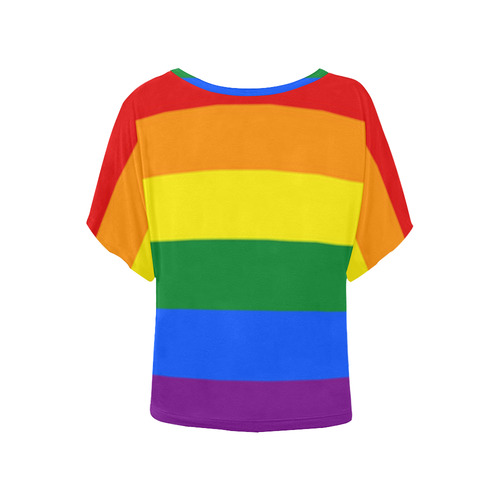 Gay Pride Rainbow Flag Stripes Women's Batwing-Sleeved Blouse T shirt (Model T44)