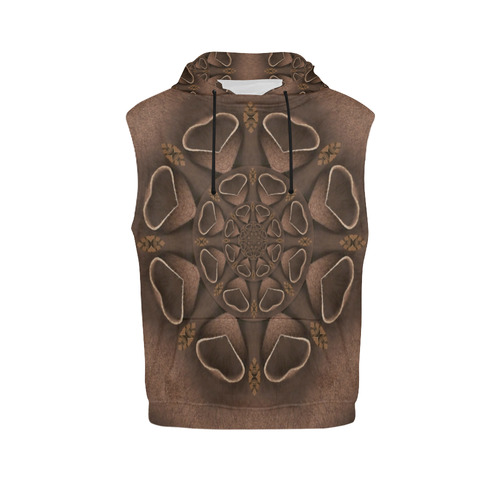 leather fantasy flower in mandala style All Over Print Sleeveless Hoodie for Men (Model H15)