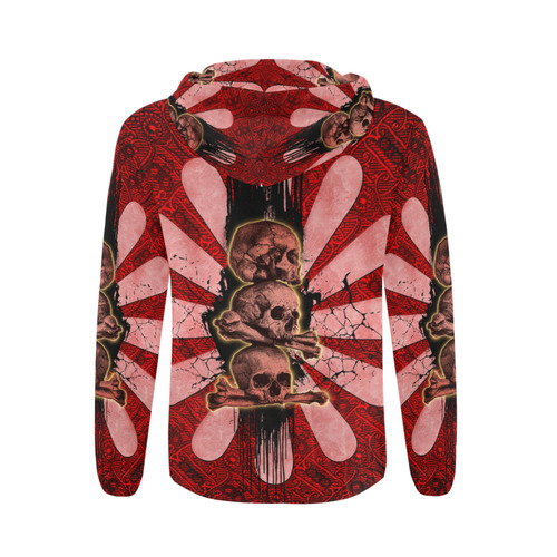 Skulls on a flower All Over Print Full Zip Hoodie for Men (Model H14)