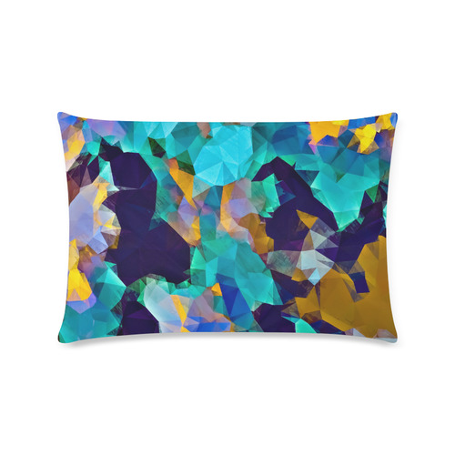psychedelic geometric polygon abstract pattern in green blue brown yellow Custom Zippered Pillow Case 16"x24"(Twin Sides)