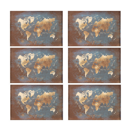 world map Placemat 12’’ x 18’’ (Six Pieces)