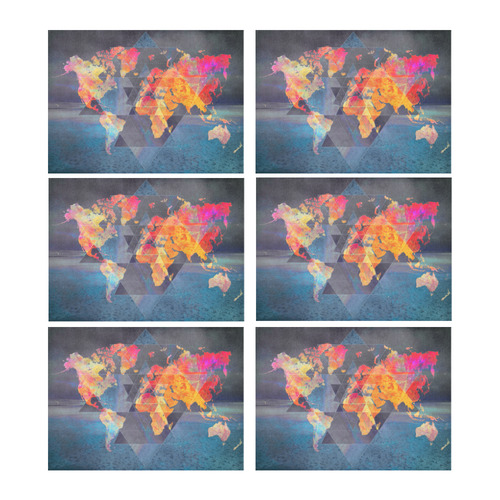 world map Placemat 14’’ x 19’’ (Set of 6)