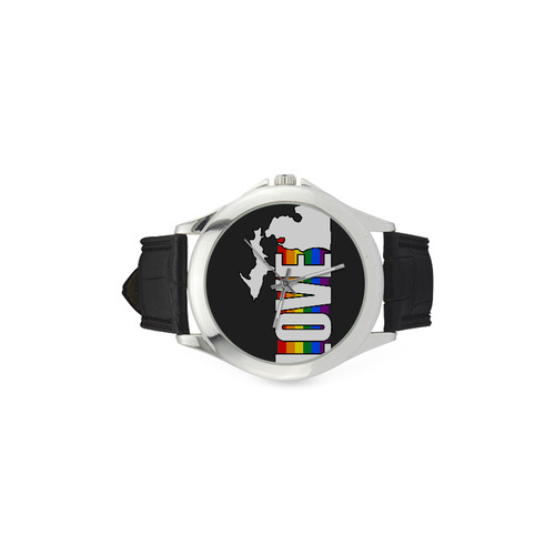 Gay Pride Love Michigan Watch w/Black Face Women's Classic Leather Strap Watch(Model 203)