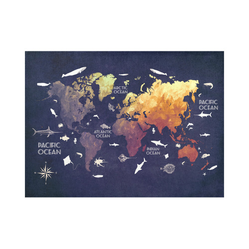 ocean world map Placemat 14’’ x 19’’ (Six Pieces)