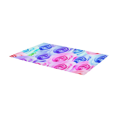 closeup colorful rose texture background in pink purple blue green Area Rug 7'x3'3''