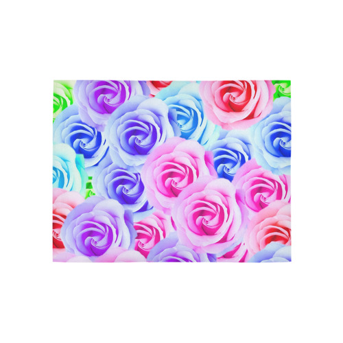 closeup colorful rose texture background in pink purple blue green Area Rug 5'3''x4'
