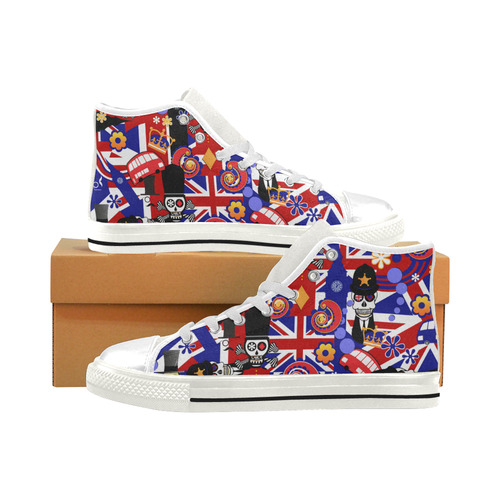 High Top UK Flag Brit Print Sneakers Men’s Classic High Top Canvas Shoes (Model 017)