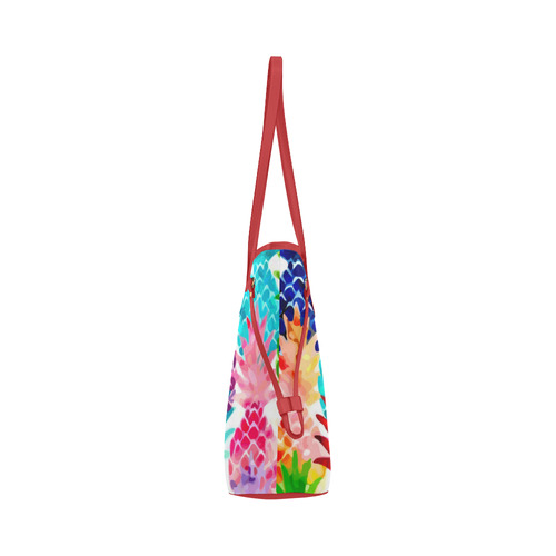 Colorful Tropical Pineapple Pattern Clover Canvas Tote Bag (Model 1661)