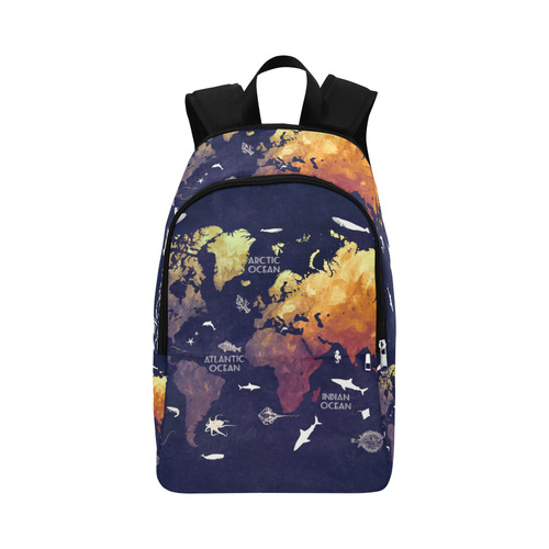 ocean world map Fabric Backpack for Adult (Model 1659)