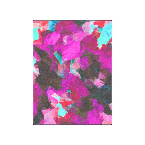 psychedelic geometric polygon abstract pattern in purple pink blue Blanket 50"x60"