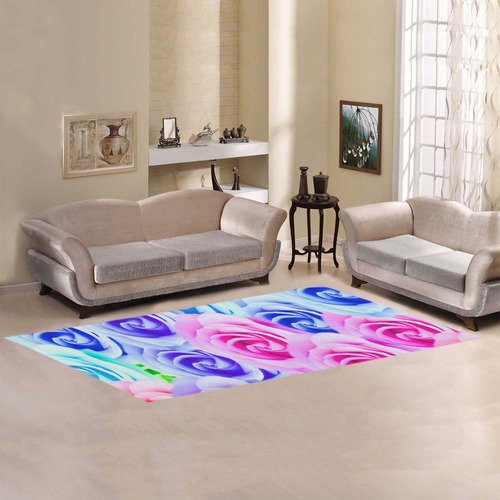 closeup colorful rose texture background in pink purple blue green Area Rug 9'6''x3'3''
