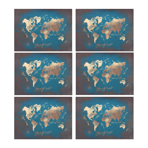 world map Placemat 14’’ x 19’’ (Six Pieces)