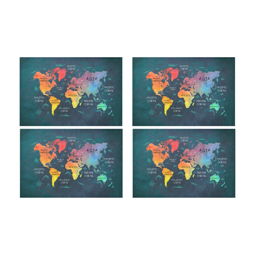 world map Placemat 12’’ x 18’’ (Set of 4)