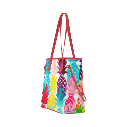 Colorful Tropical Pineapple Pattern Clover Canvas Tote Bag (Model 1661)