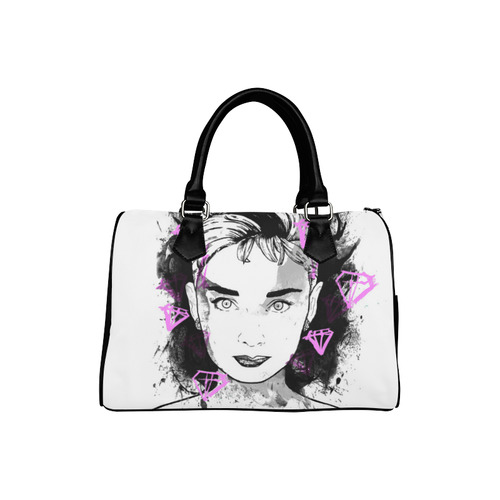 Audrey Hepburn - Diamonds Pink Boston Handbag (Model 1621)
