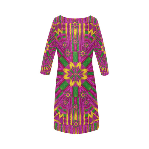 Feather stars mandala pop art Round Collar Dress (D22)