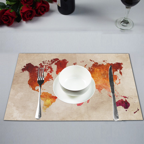 world map 33 Placemat 12’’ x 18’’ (Four Pieces)