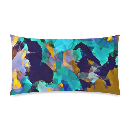 psychedelic geometric polygon abstract pattern in green blue brown yellow Custom Rectangle Pillow Case 20"x36" (one side)