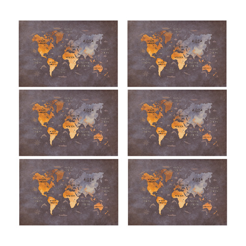 world map Placemat 12’’ x 18’’ (Set of 6)