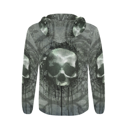 Awesome skull with bones and grunge All Over Print Full Zip Hoodie for Men (Model H14)
