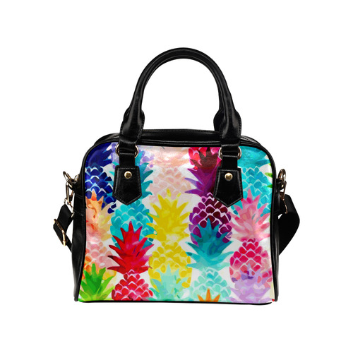 Colorful Tropical Pineapple Pattern Shoulder Handbag (Model 1634)