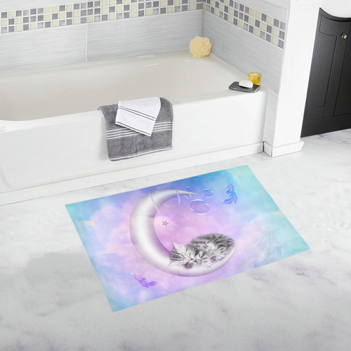 Cute sleeping kitten Bath Rug 20''x 32''