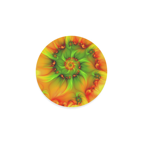 Hot Summer Green Orange Abstract Colorful Fractal Round Coaster