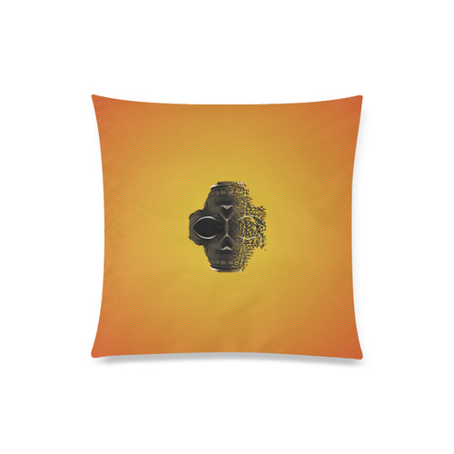 fractal black skull portrait with orange abstract background Custom Zippered Pillow Case 20"x20"(Twin Sides)