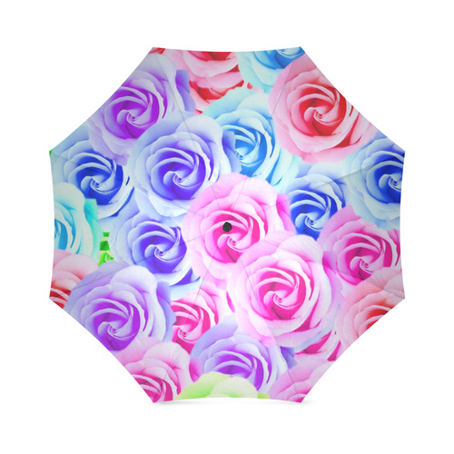 closeup colorful rose texture background in pink purple blue green Foldable Umbrella (Model U01)