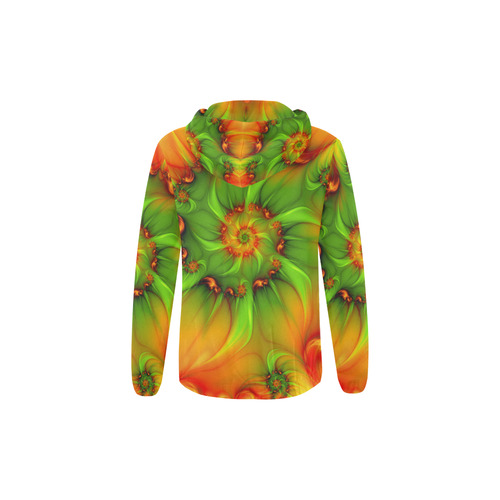 Hot Summer Green Orange Abstract Colorful Fractal All Over Print Full Zip Hoodie for Kid (Model H14)