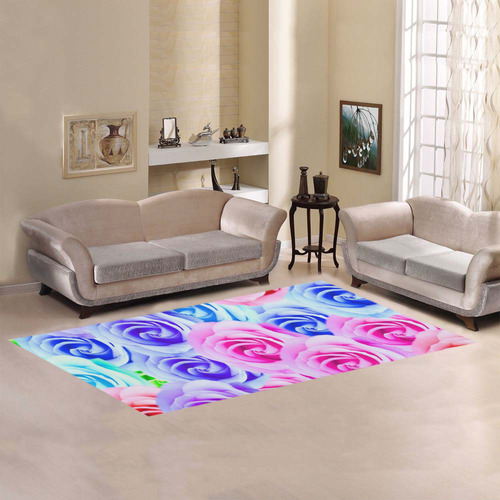 closeup colorful rose texture background in pink purple blue green Area Rug 7'x3'3''