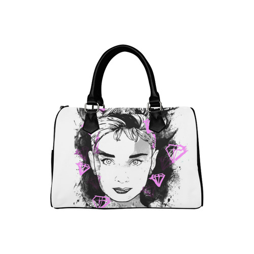 Audrey Hepburn - Diamonds Pink Boston Handbag (Model 1621)