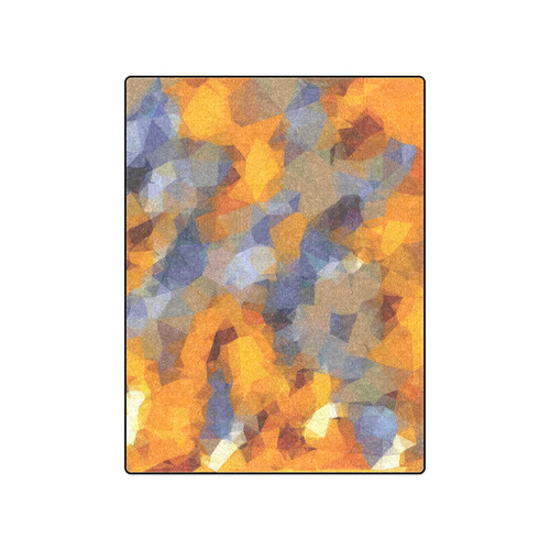 psychedelic geometric polygon abstract pattern in orange brown blue Blanket 50"x60"