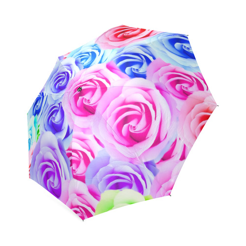 closeup colorful rose texture background in pink purple blue green Foldable Umbrella (Model U01)