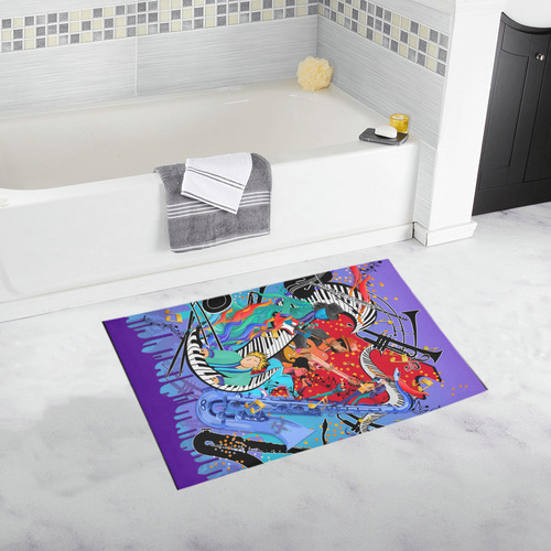 Cool Jazzy Blues Music Bath Rug by Juleez Bath Rug 20''x 32''