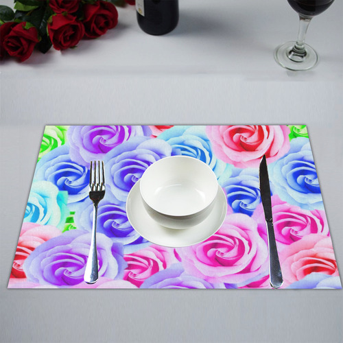 closeup colorful rose texture background in pink purple blue green Placemat 14’’ x 19’’ (Set of 6)