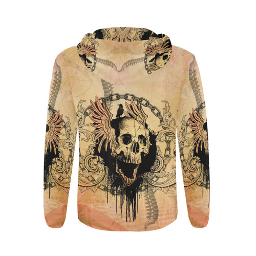 Amazing skull with wings All Over Print Full Zip Hoodie for Men (Model H14)
