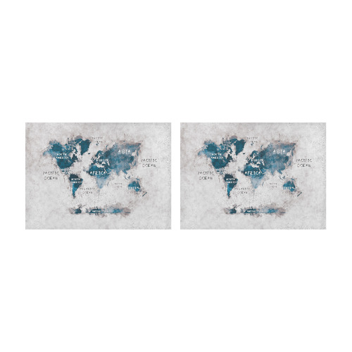 world map OCEANS and continents Placemat 14’’ x 19’’ (Set of 2)