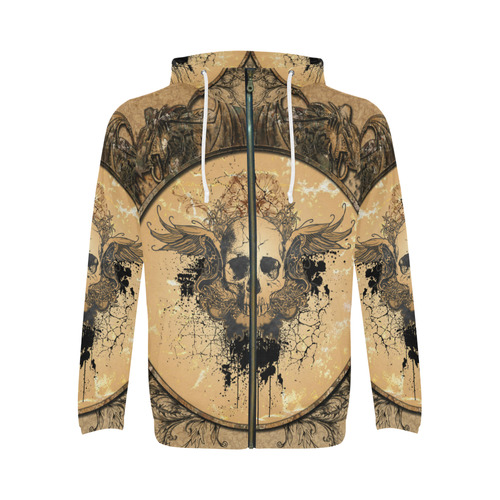 Awesome skull with wings and grunge