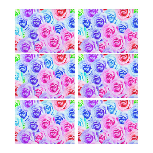 closeup colorful rose texture background in pink purple blue green Placemat 14’’ x 19’’ (Set of 6)