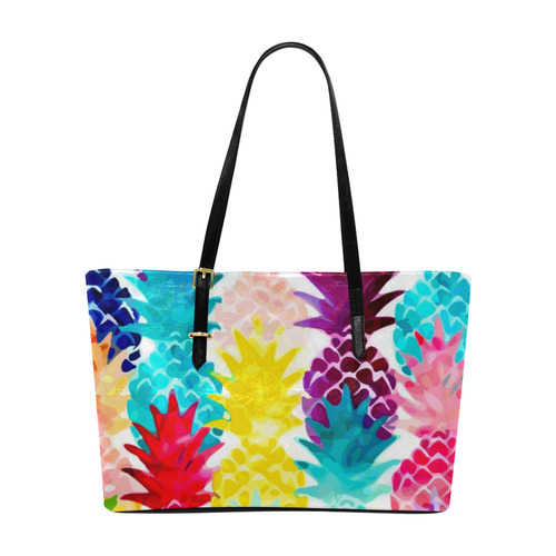 Colorful Tropical Pineapple Pattern Euramerican Tote Bag/Large (Model 1656)